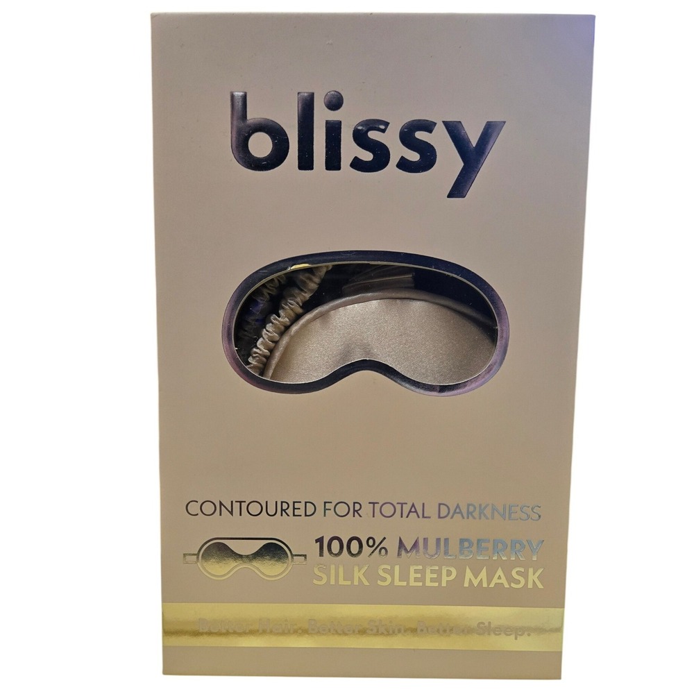 Blissy 100% Mulberry Silk Sleep Mask Champagne 22 Momme Contoured Eye Mask NIB